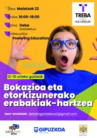 Deba acoge el taller "Bokazioa eta etorkizunerako erabakiak-hartzea" en el marco del programa Treba Nerabeak el 22 de mayo