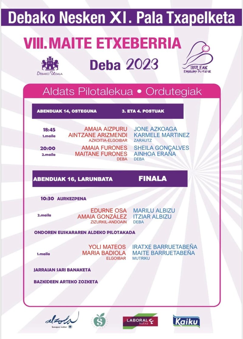 Deba acogerá el sábado la XI. Edición de Debako Nesken Pala Txapelketa