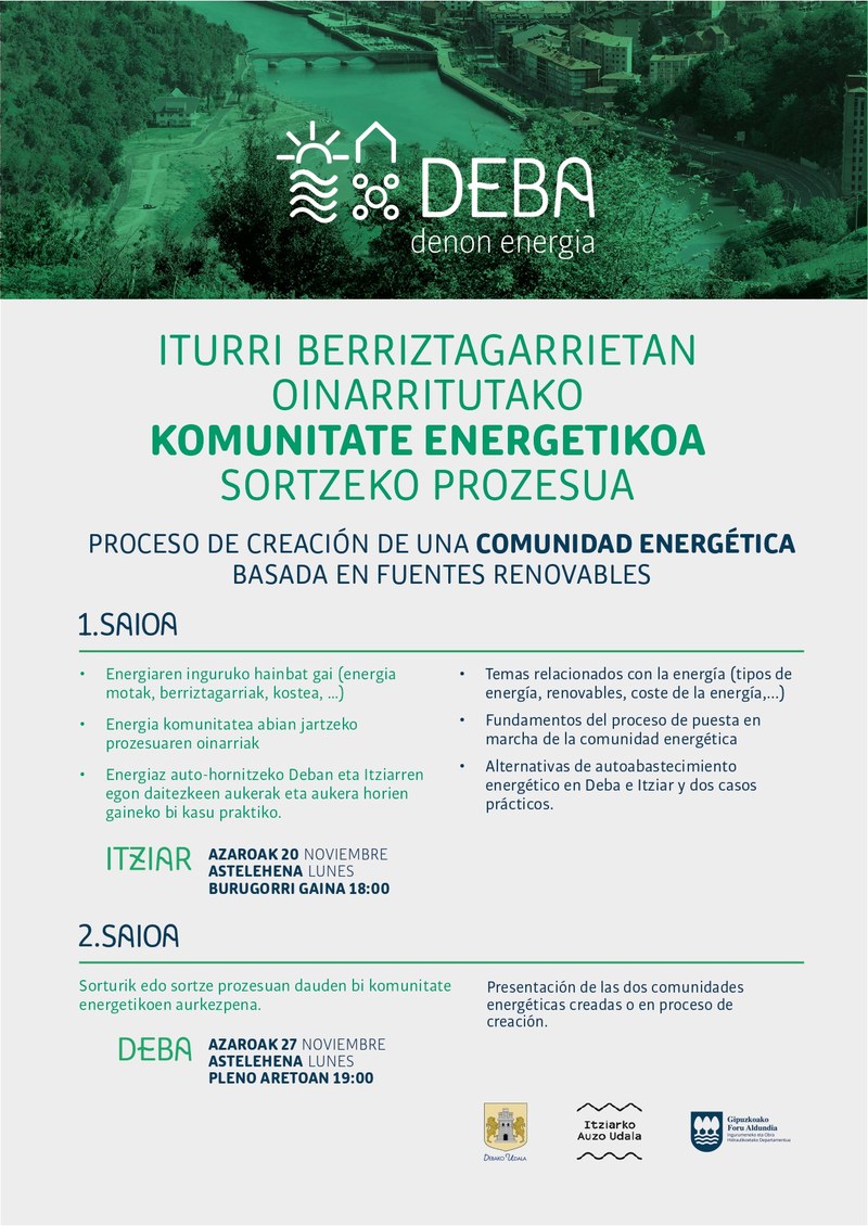 El 20 de noviembre se celebrará la sesión informativa de Itziar sobre la creación de una Comunidad Energética Local