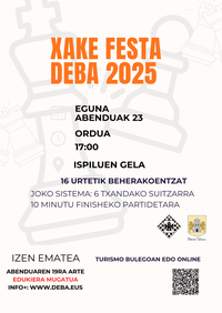El “Xake Festa 2025” será el punto de encuentro para las y los jóvenes aficionados al ajedrez de Deba