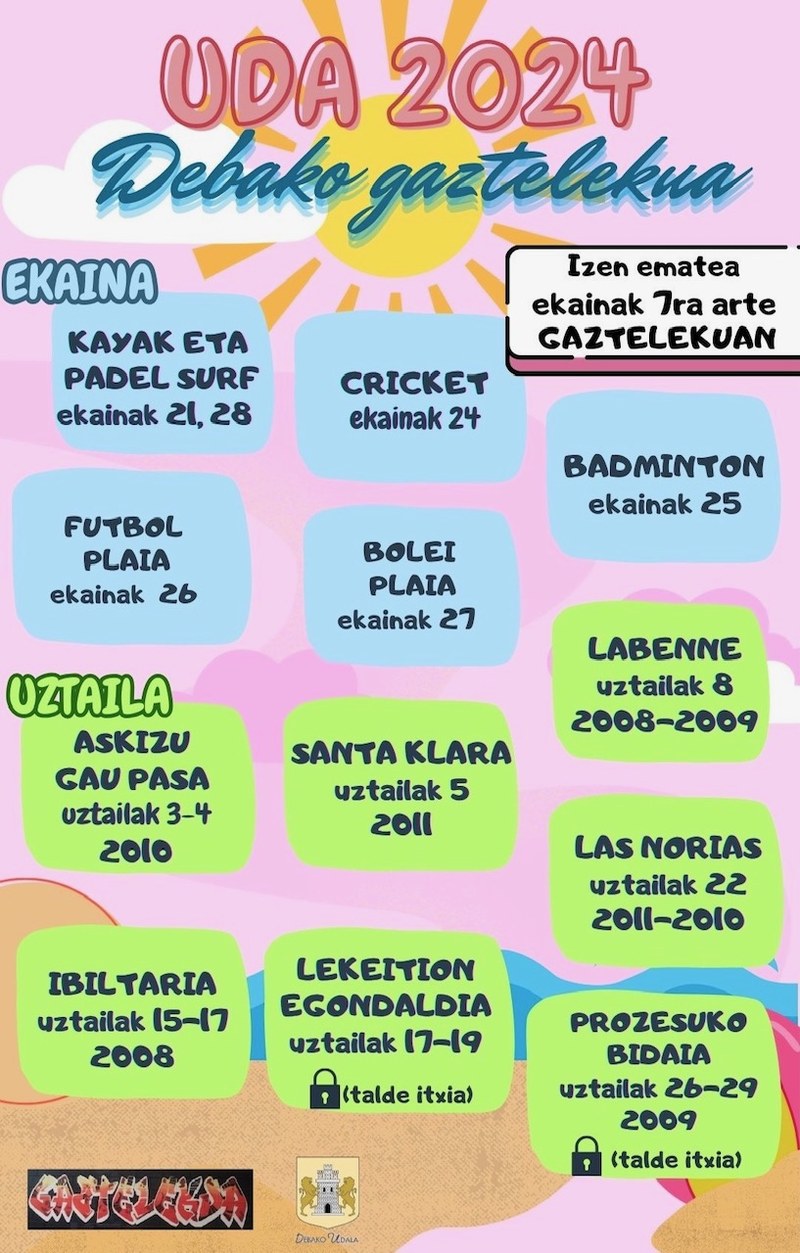 El Gazteleku de Deba organiza una oferta especial de verano para jóvenes de 13 a 17 años