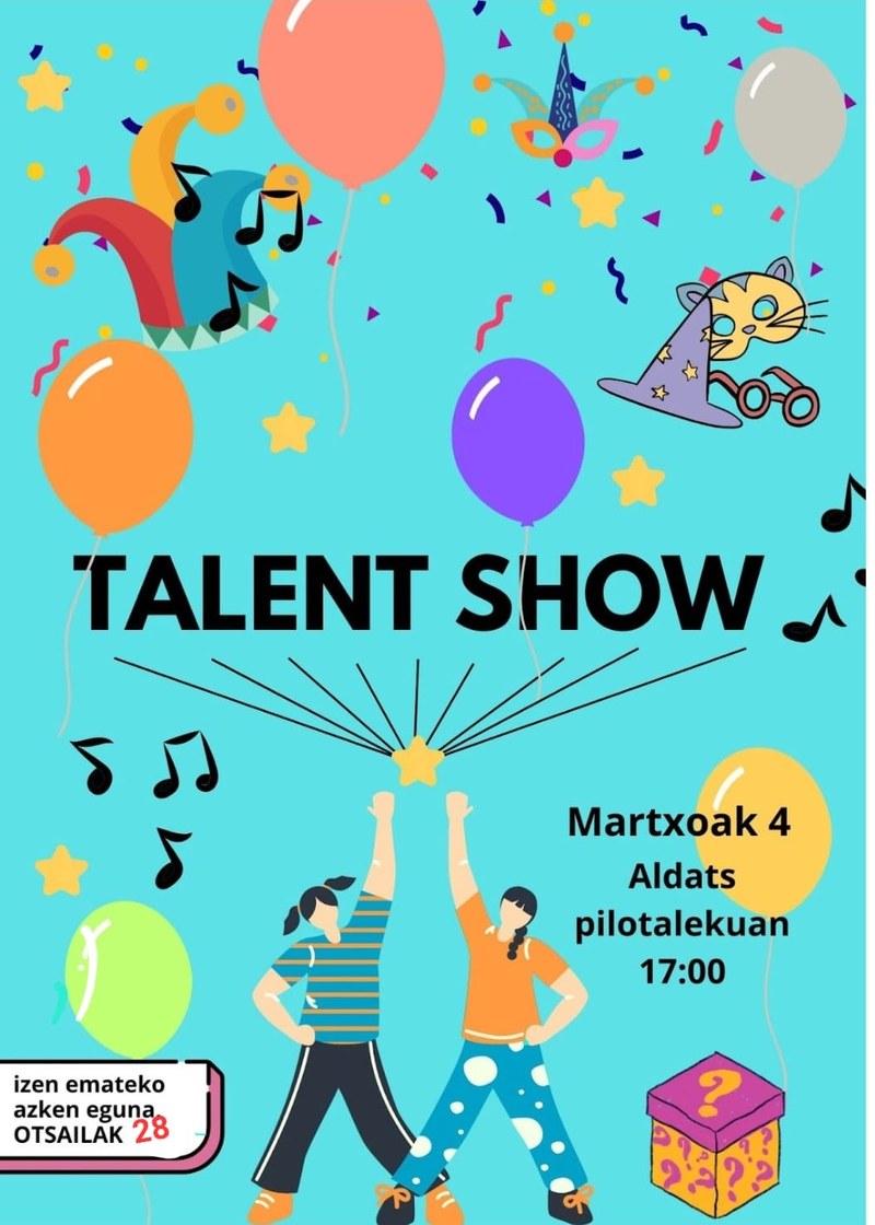 El "Talent Show" llega a Deba para llenar los Carnavales de creatividad y talento el martes, 4 de marzo