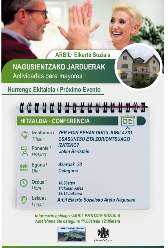 Jokin Beristain ofrecerá las claves para el bienestar en la jubilación