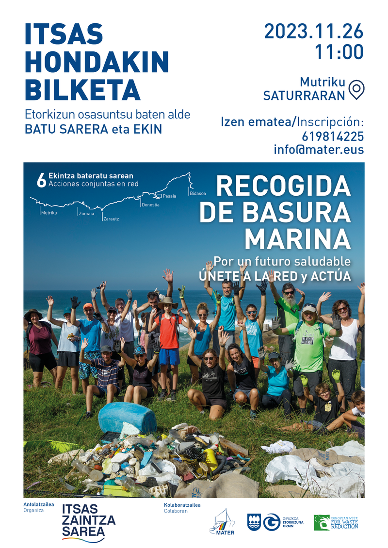 Recogida de basura marina en la playa de Saturraran de Mutriku, por un futuro más saludable