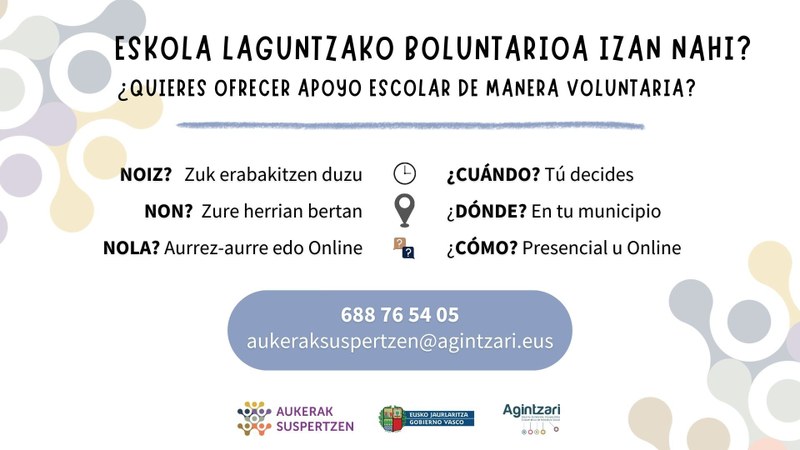 ‘Aukerak Suspertzen’ programak boluntarioak behar ditu Debarako