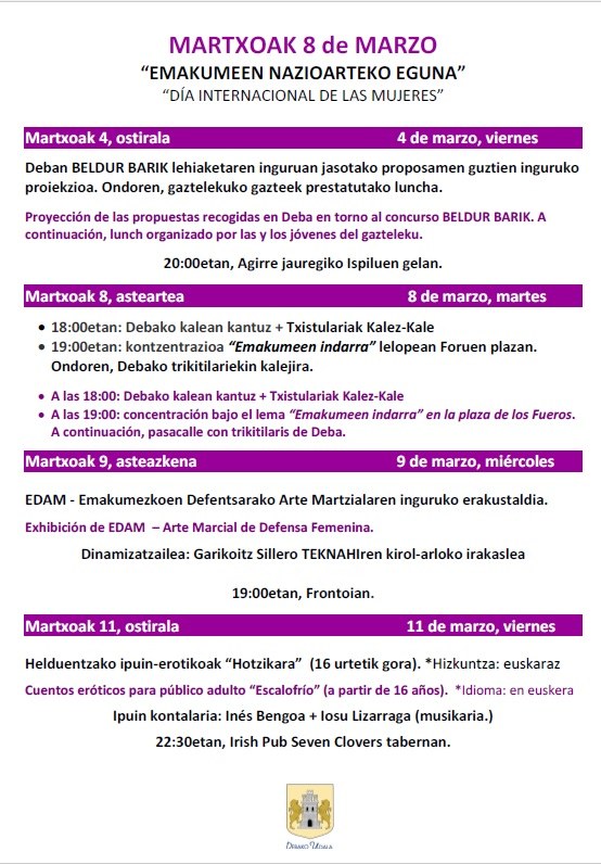 Debako Udalak bat egin du emakumea eta gizonen arteko berdintasunaren alde