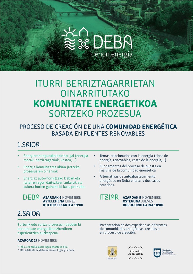 Debako Udalak Tokiko Energia Komunitatea sortzeko prozesua hasi du