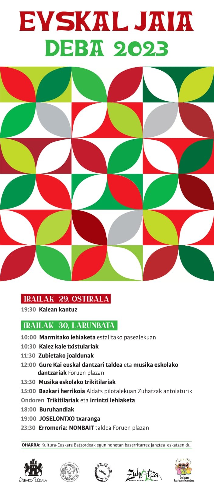 Euskal Jaia ospatuko da larunbat honetan