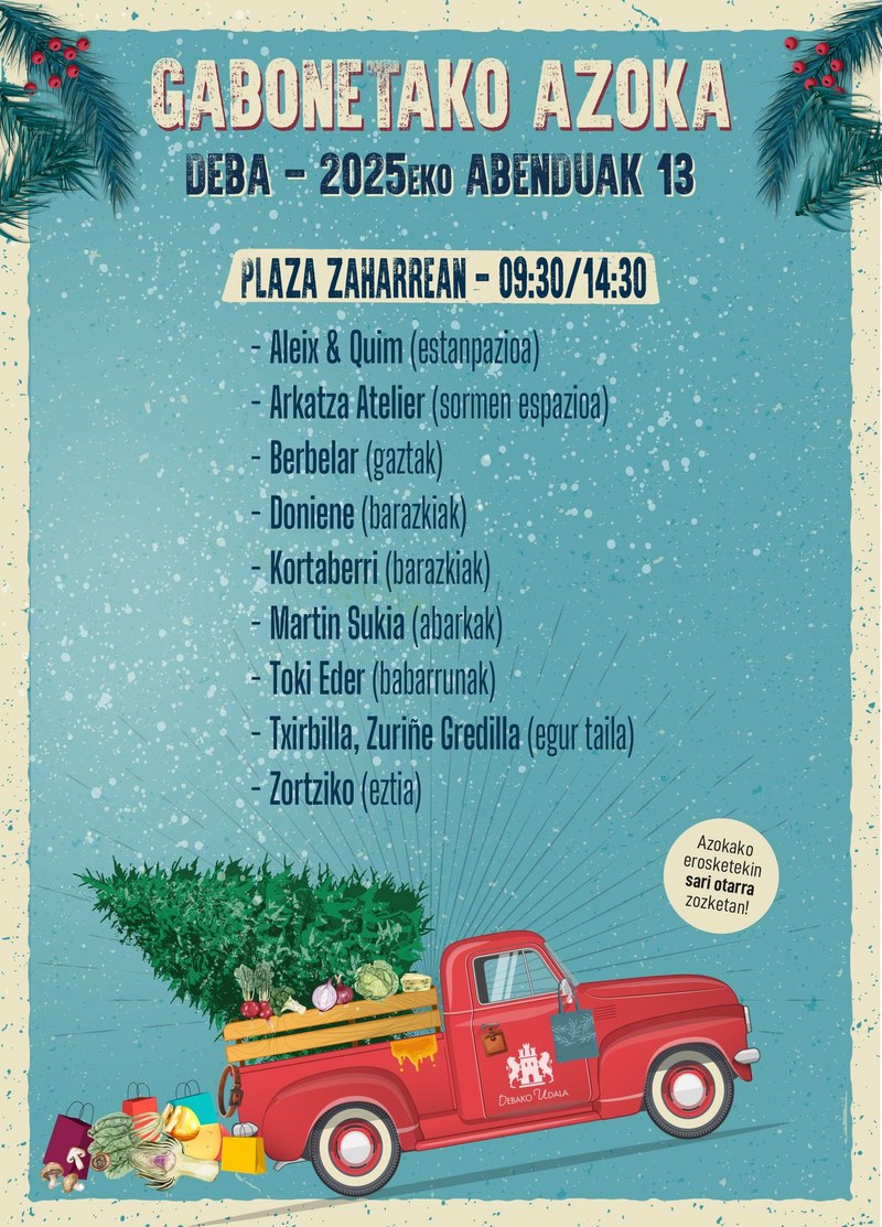 Gabonetako Azoka ospatuko da Deban larunbatean, abenduak 13