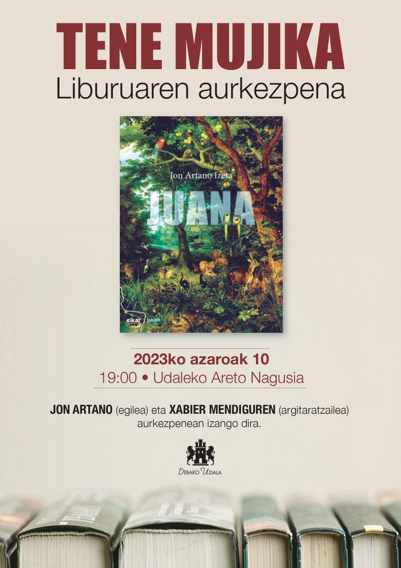 Jon Artano Izeta idazleak ‘Juana’ liburua aurkeztuko du, Tene Mujika Bekaren XVII. edizioaren bekadunak