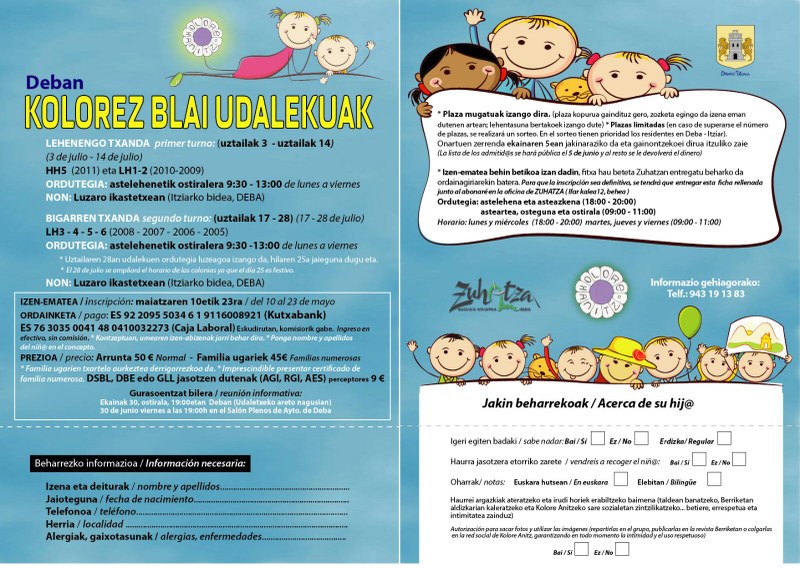 Kolorez Blai udalekuetarako izen-ematea asteazkenean zabalduko da