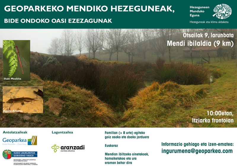 Mendiko hezeguneak ezagutarazteko irteera gidatua egingo du Geoparkeak otsailaren 9an