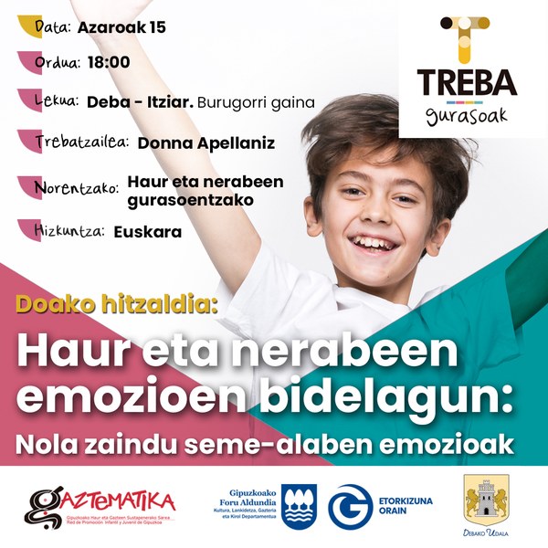‘Treba gurasoak’: Charla gratuita sobre el acompañamiento de las emociones de niñas y niños adolescentes