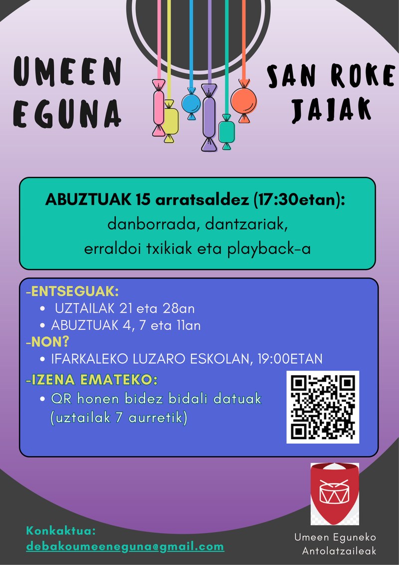 Abierta la inscripción para la Tamborrada Infantil de San Roke