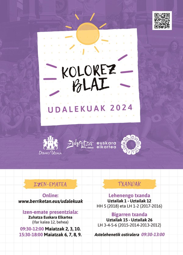 Abierto el plazo de inscripción para las colonias "Kolorez blai" 2024