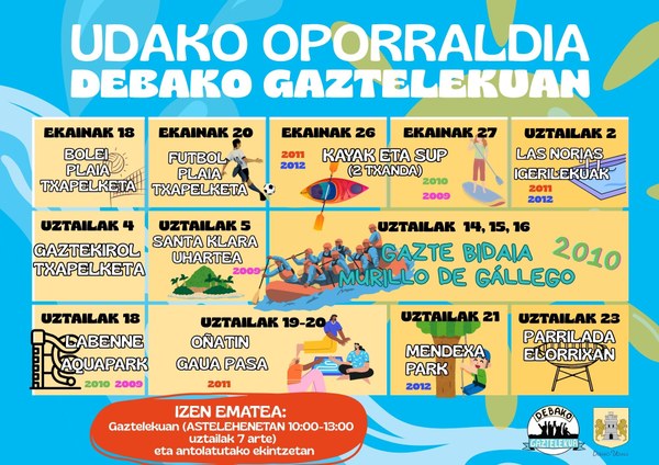 Amplia oferta de actividades organizadas por el Gazteleku para el mes de julio