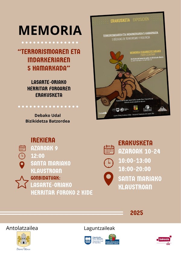 Deba acogerá una exposición centrada en la violencia política y la vulneración de los derechos humanos con motivo del Día de la Memoria