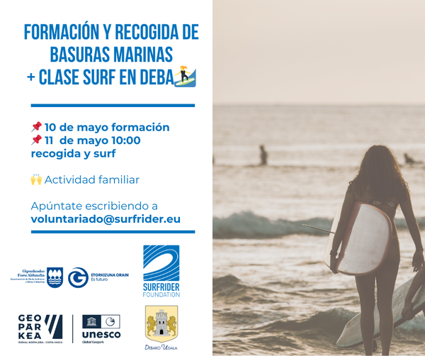 Deba ratifica su apuesta por la conservación del medio ambiente con un evento de recogida de basuras marinas y clase de surf