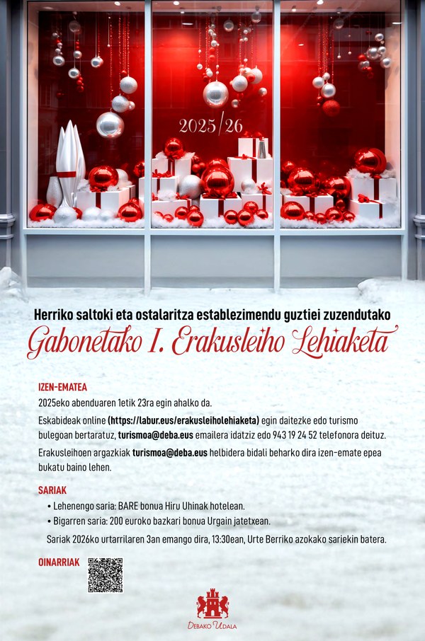 El 1 de diciembre se abrirá el plazo de inscripción para el III Concurso de Balcones, Ventanas y Fachadas de Navidad y el I Concurso de Escaparates de Navidad en Deba