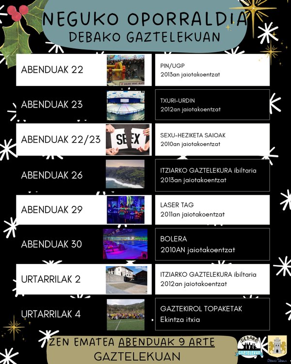 El Gazteleku traerá en diciembre un ambiente navideño especial con una amplia oferta de actividades