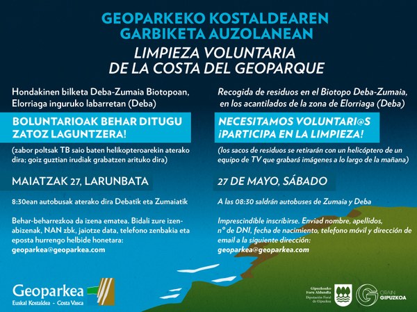 Geoparkea celebra este sábado una jornada de limpieza voluntaria de los acantilados del Flysch