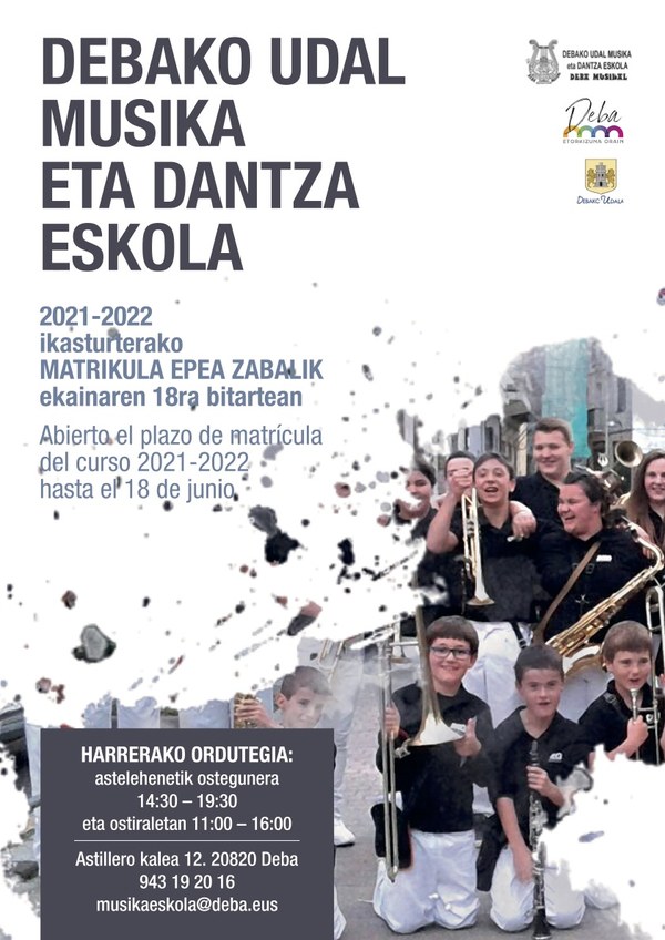 La Escuela Municipal de Música y Danza de Deba abre el plazo de matriculación para el curso 2021-2022