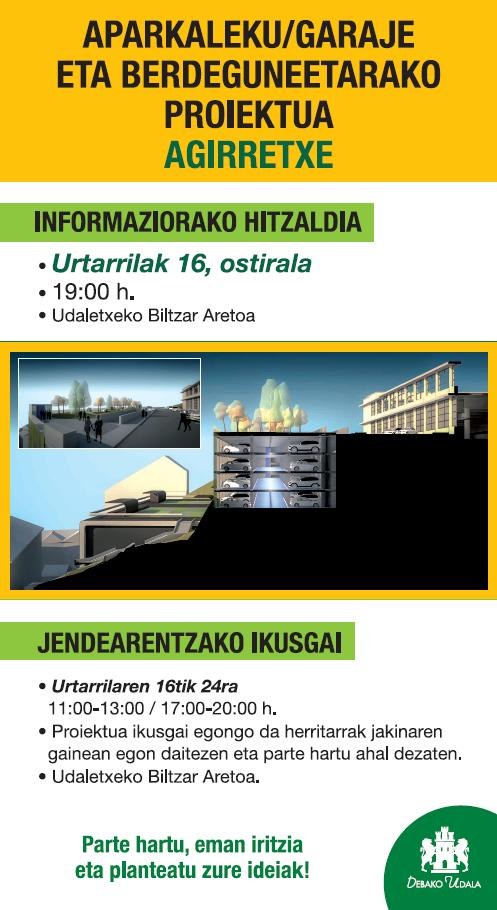 Presentación del proyecto para garajes y zona verde en Agirretxe