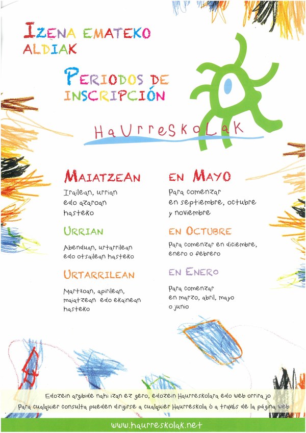 Se abrirá el plazo de inscripción de la haurreskola.