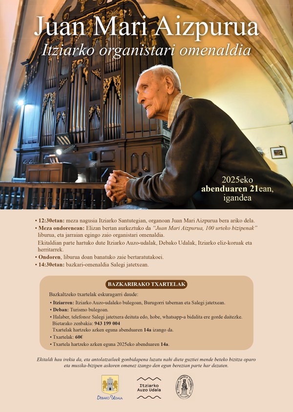 Se rendirá un homenaje especial a Juan Mari Aizpurua en Itziar por su 100º aniversario