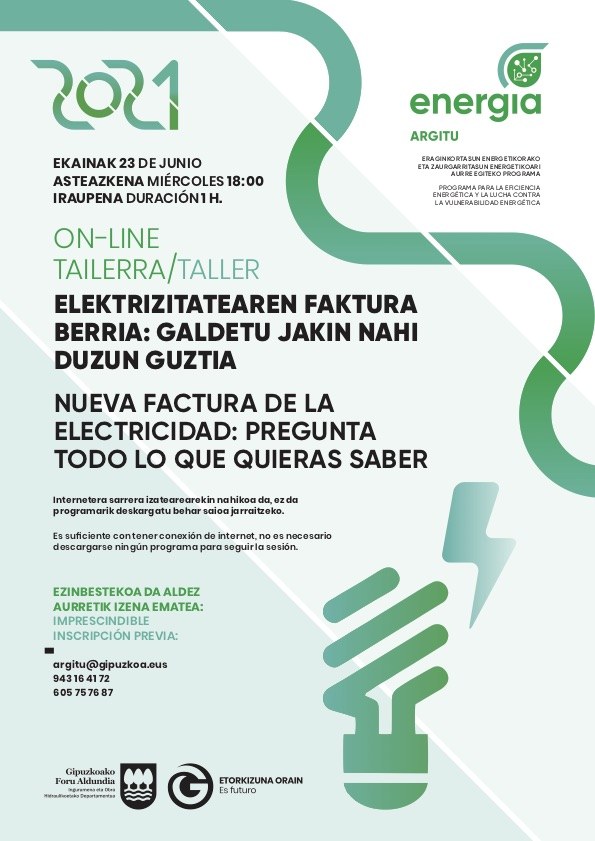 Taller on-line sobre la nueva factura de la electricidad el 23 de junio