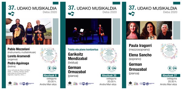 Tres conciertos en el marco del 37 Ciclo Musical de Verano de Deba 