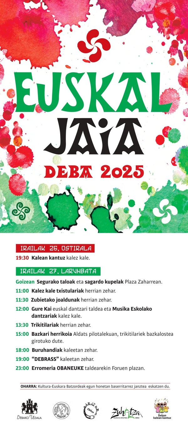 Deba festa giroan murgilduko da larunbatean, irailaren 27an, Euskal Jaia ospatzeko