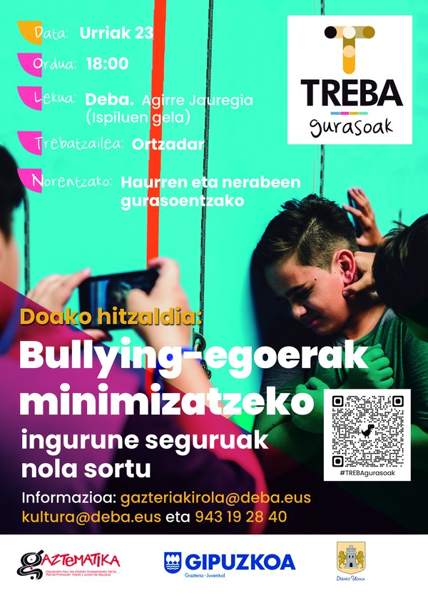 Debak "Bullying-egoerak minimizatzeko inguru seguruak nola sortu" hitzaldia hartuko du urriaren 23an, Treba Gurasoak programaren baitan