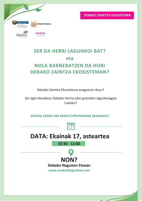 Debak herri lagunkoiaren eredua aztertuko duen hitzaldia hartuko du datorren astearten, ekainak 17