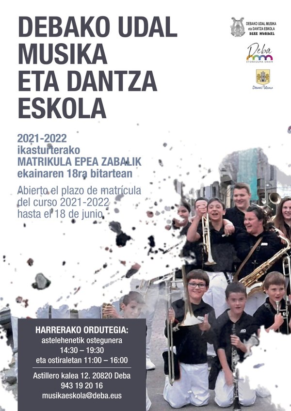 Debako Udal Musika eta Dantza Eskolak zabaldu du 2021-2022 ikasturterako matrikulazio epea