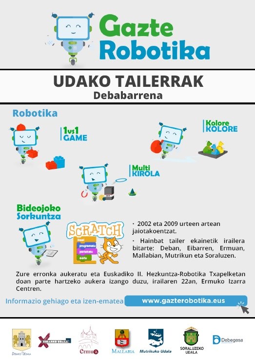 Gazte Robotika egitasmoak robotika eta bideojokoen sorkuntza tailerrak eskainiko ditu udan