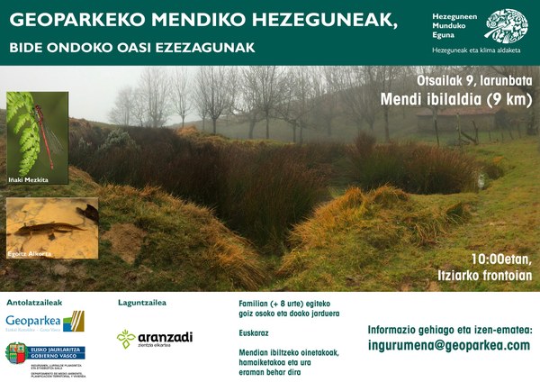 Mendiko hezeguneak ezagutarazteko irteera gidatua egingo du Geoparkeak otsailaren 9an