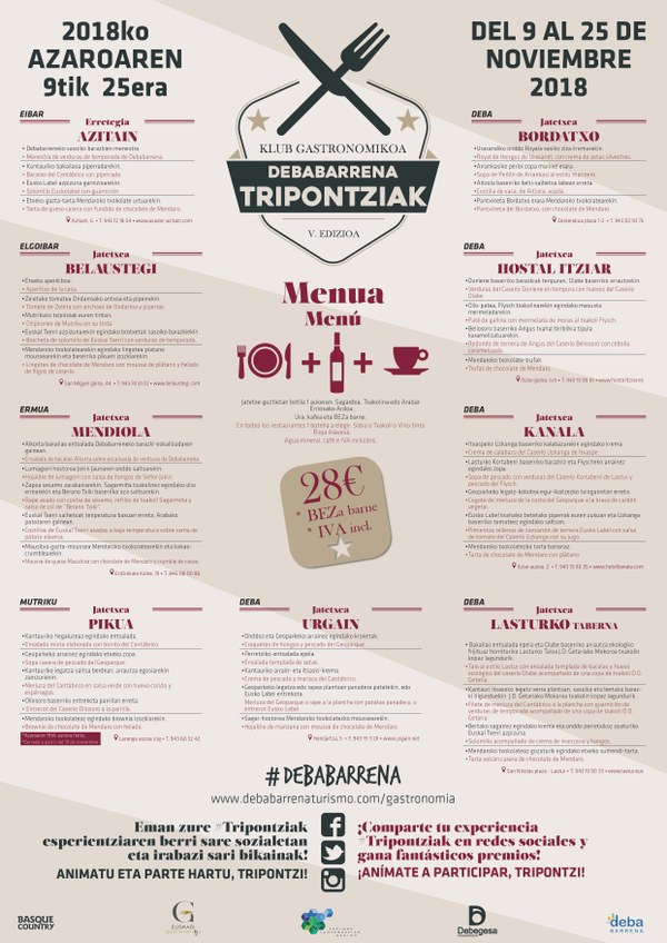Tripontziak ekimen gastronomikoaren bosgarren edizioa martxan da Debabarrenean