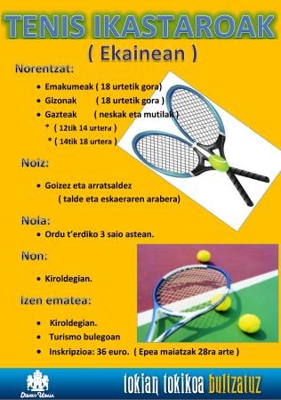 UDAL KIROL ZERBITZUAK TENIS IKASTAROAK ANTOLATUKO DITU