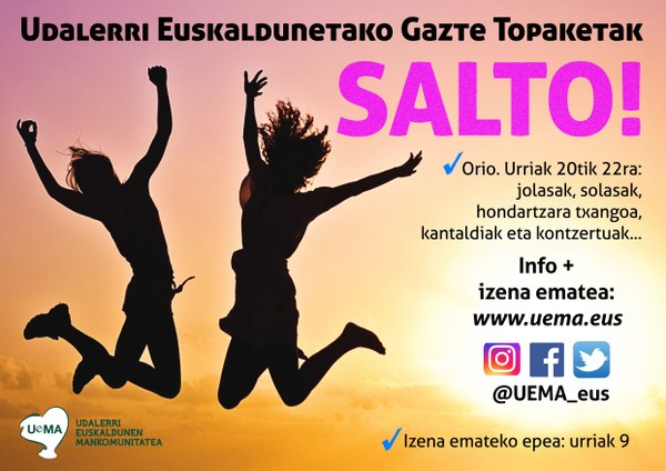 Udalerri euskaldunetako Salto! Gazte Topaketak egingo dituzte urriaren 20tik 22ra, Orion