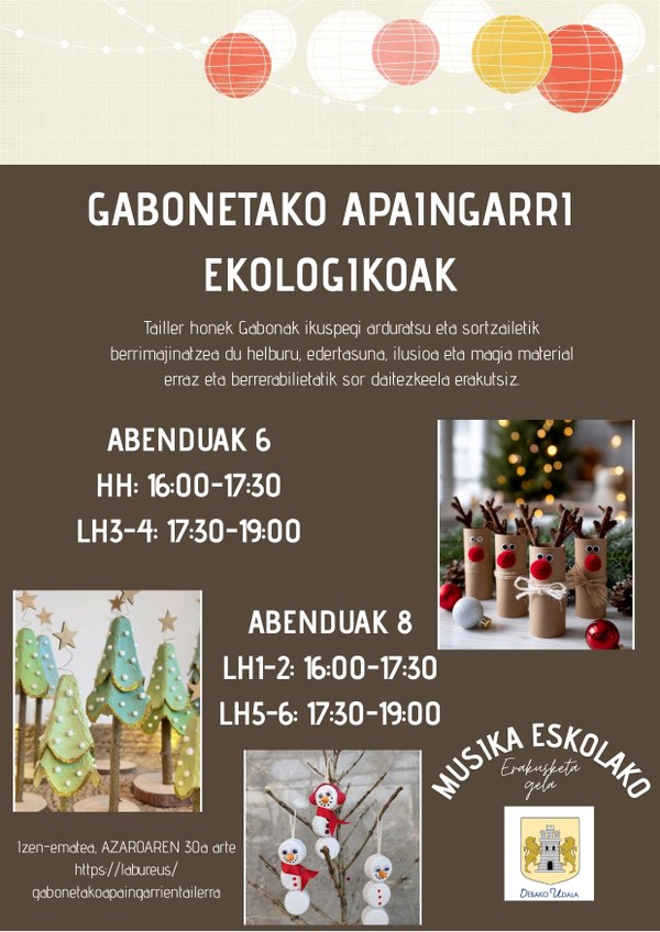 Zabalik da Debako gabonetako tailer ekologikoan izena emateko epea